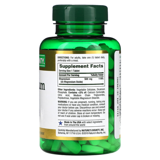 Nature's Bounty, Magnesium, 500 mg, 200 Coated Tablets