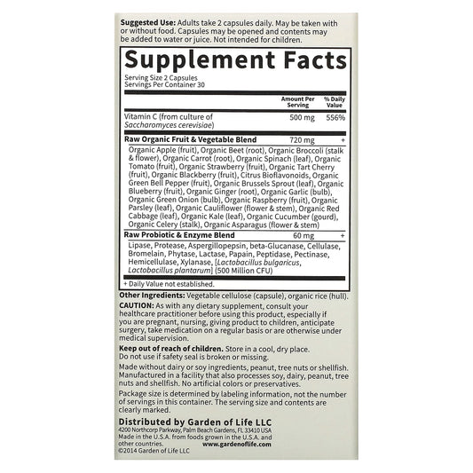 Garden of Life, Vitamin Code, RAW Vitamin C, 60 Vegan Capsules