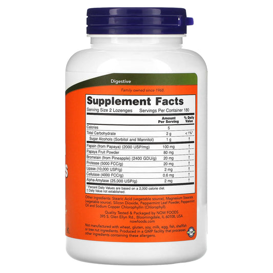 NOW Foods, Chewable Papaya Enzymes, 360 Lozenges