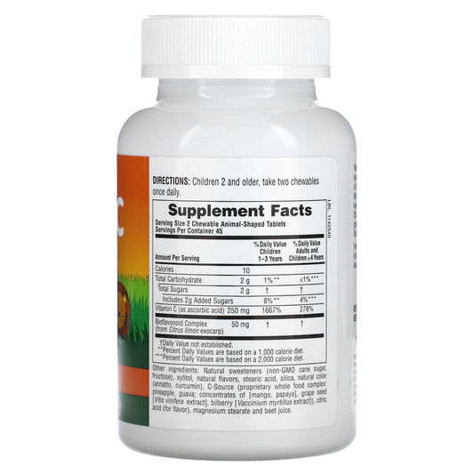 NaturesPlus, Source of Life, Animal Parade, Vitamin C,  Orange Juice, 90 Animal-Shaped Tablets