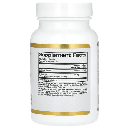 California Gold Nutrition, Stabilized R-Lipoic Acid, 120 Veggie Capsules