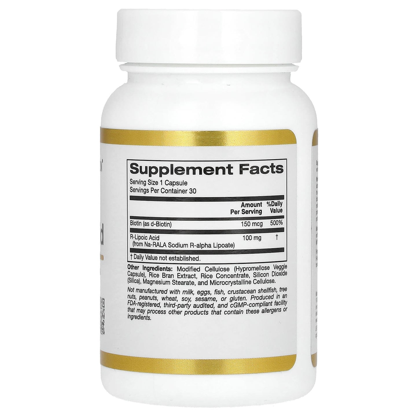 California Gold Nutrition, Stabilized R-Lipoic Acid, 30 Veggie Capsules