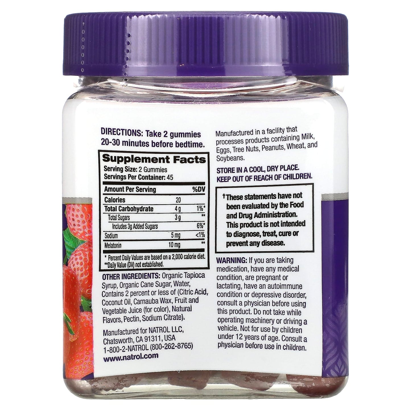 Natrol, Melatonin, Strawberry, 10 mg, 90 Gummies (5 mg per Gummy)