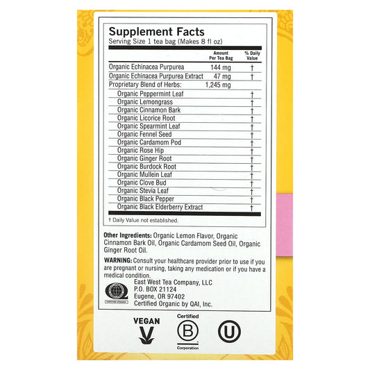 Yogi Tea, Echinacea Immune Support, Caffeine Free, 16 Tea Bags, 0.85 oz (24 g)