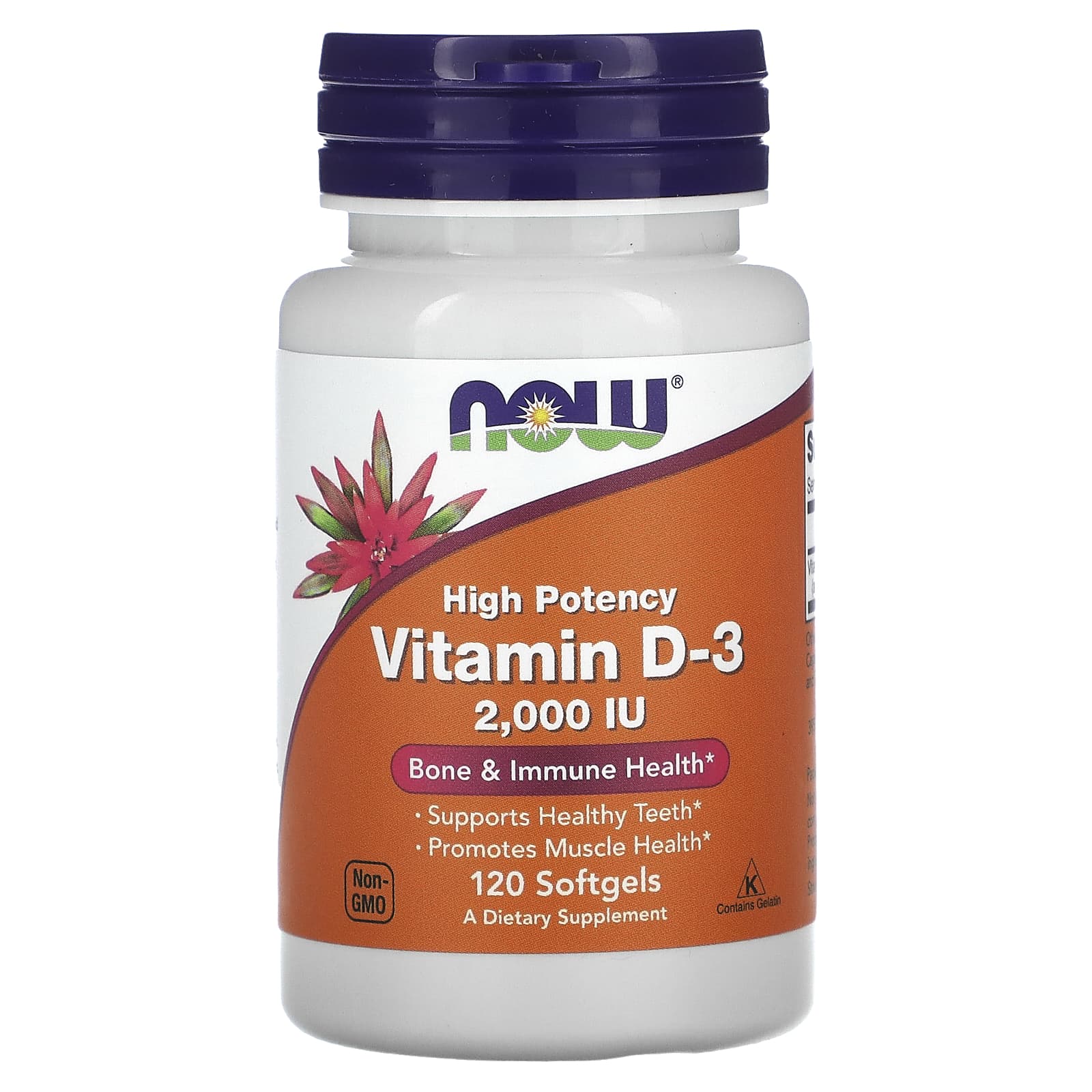 NOW Foods-Vitamin D-3-High Potency-50 mcg (2,000 IU)-120 Softgels