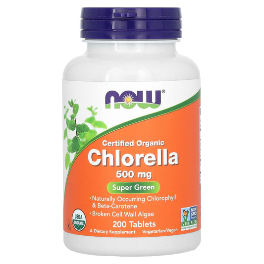 NOW Foods-Certified Organic Chlorella-3,000 mg-200 Tablets (500 mg Per Tablet)