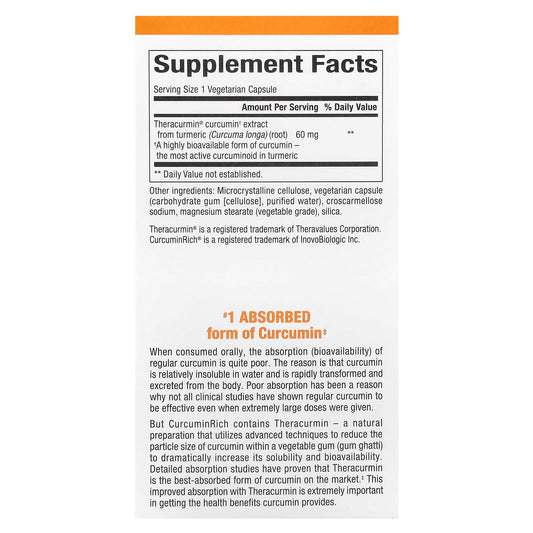 Natural Factors, CurcuminRich, Double Strength Theracurmin, 120 Vegetarian Capsules
