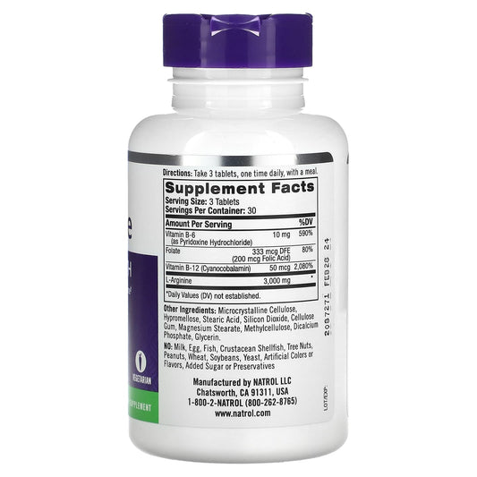 Natrol, L-Arginine, Extra Strength, 3,000 mg, 90 Tablets (1,000 mg per Tablet)