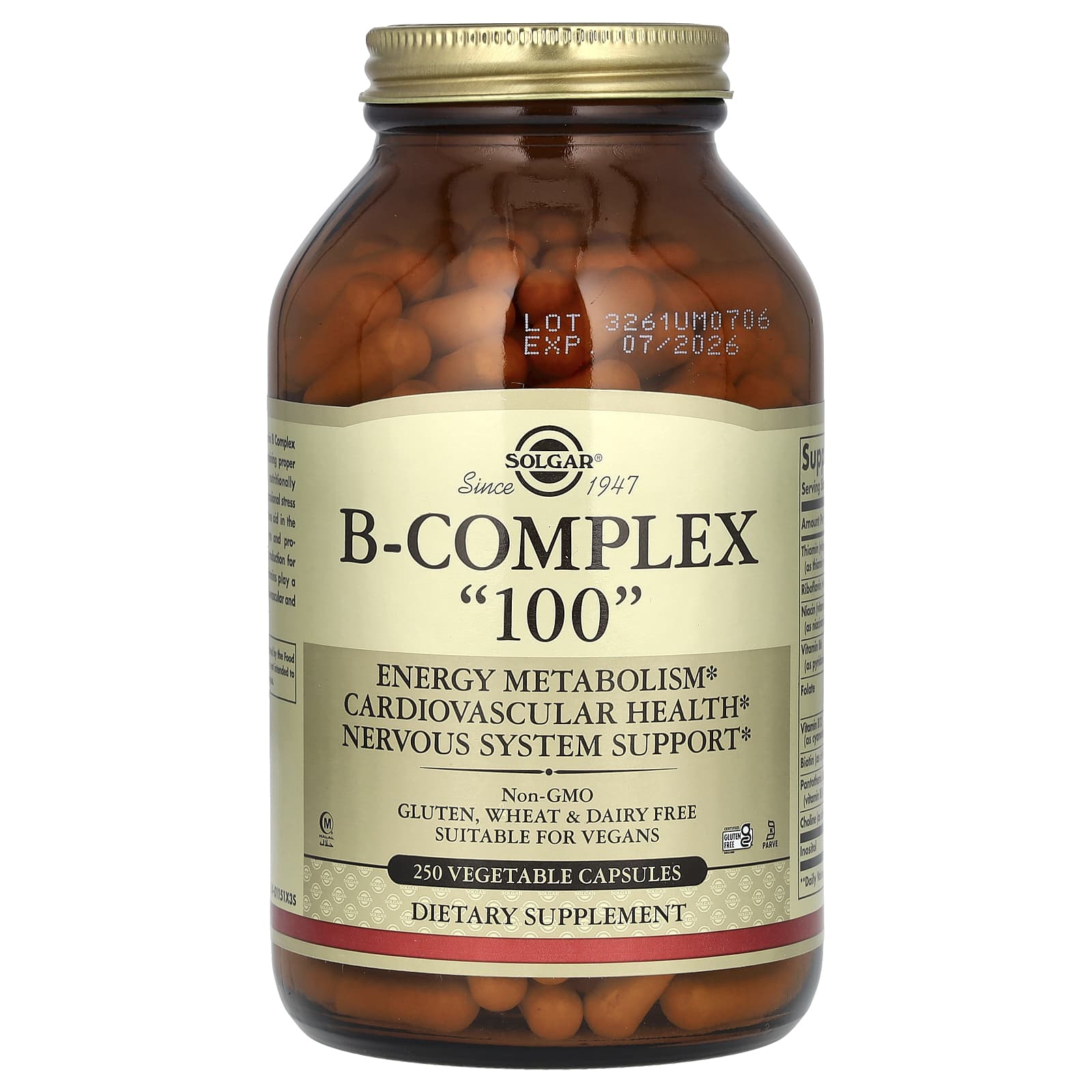 Solgar-B-Complex "100"-250 Vegetable Capsules