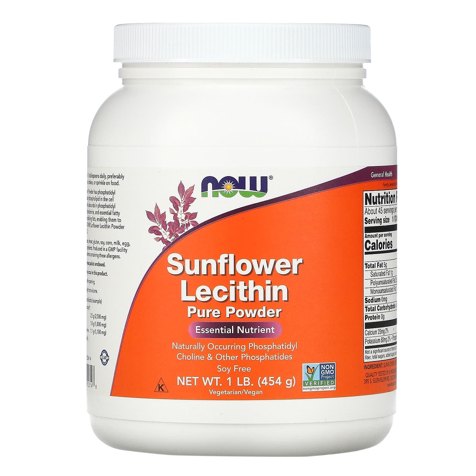 NOW Foods-Sunflower Lecithin-Pure Powder-1 lb (454 g)