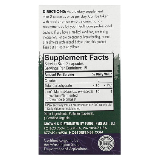 Fungi Perfecti, Mushrooms, Lion's Mane, 30 Capsules