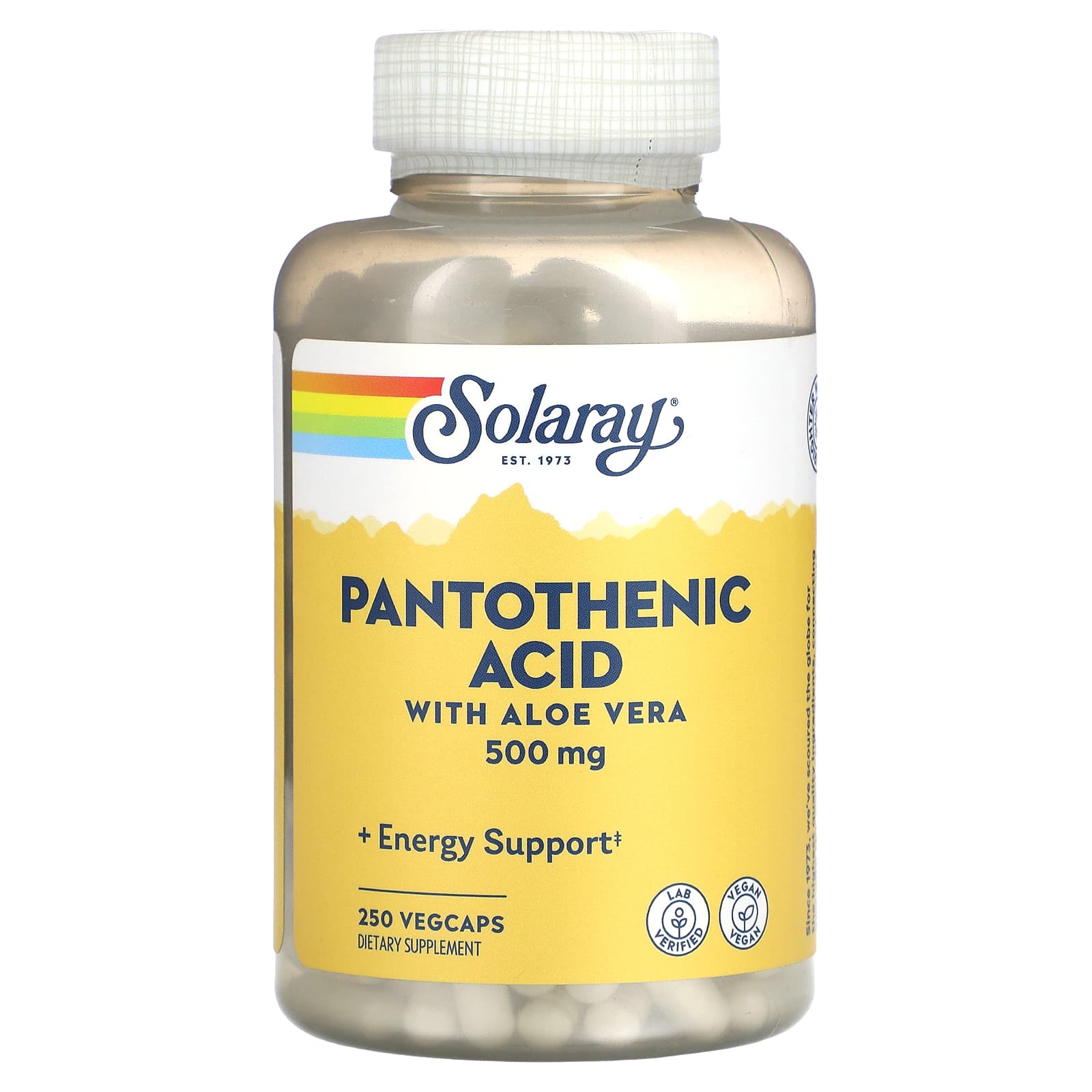 Solaray-Pantothenic Acid with Aloe Vera-500 mg-250 VegCaps