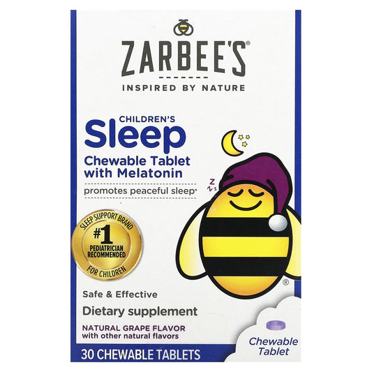 Zarbee's-Children's Sleep with Melatonin-3 Years+-Natural Grape-30 Chewable Tablets