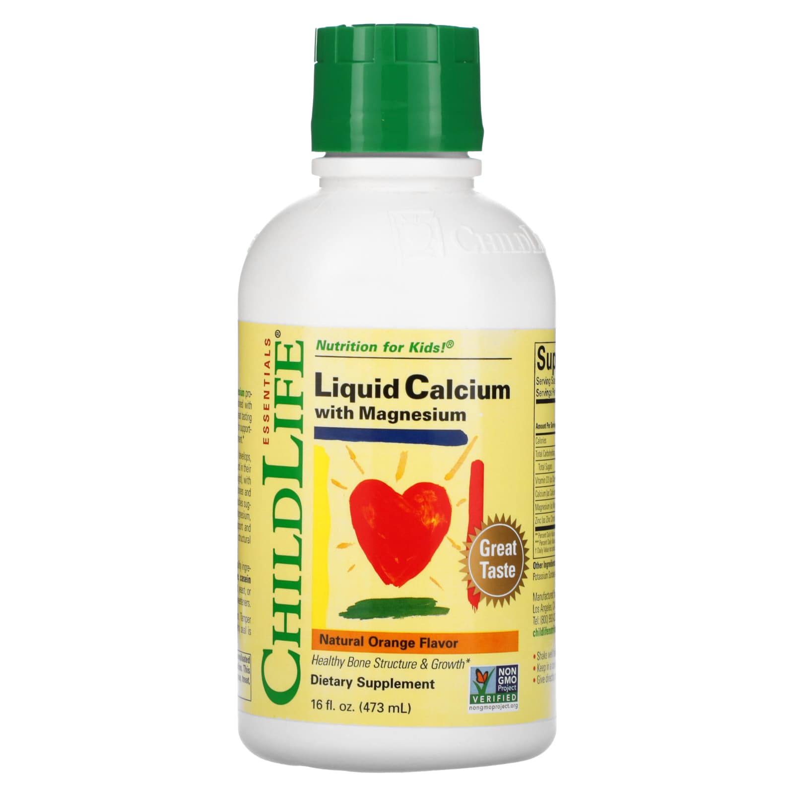 ChildLife Essentials-Essentials-Liquid Calcium with Magnesium-Natural Orange-16 fl oz (473 ml)