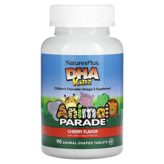 NaturesPlus-Animal Parade-DHA Kids-Children's Chewable Omega-3 Supplement-Cherry-90 Animal-Shaped Tablets