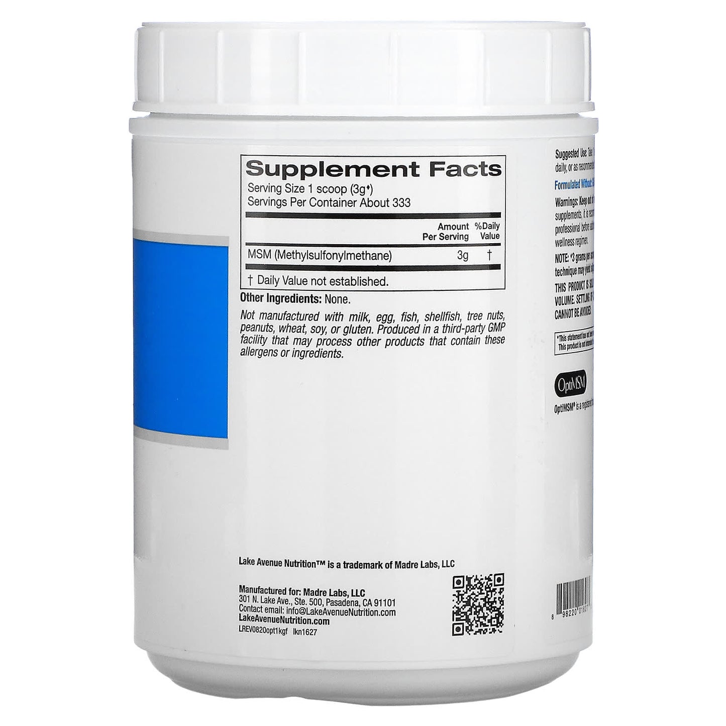 Lake Avenue Nutrition, OptiMSM Flakes, 2.2 lbs. (35 oz.)