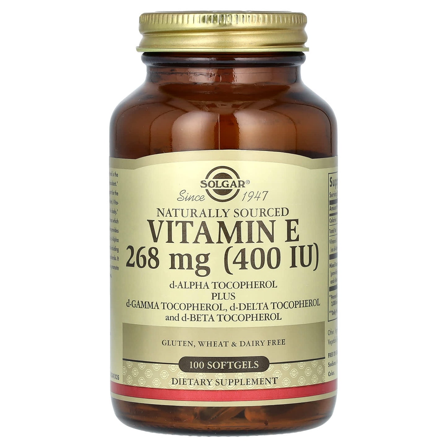Solgar-Naturally Sourced Vitamin E-268 mg (400 IU)-100 Softgels