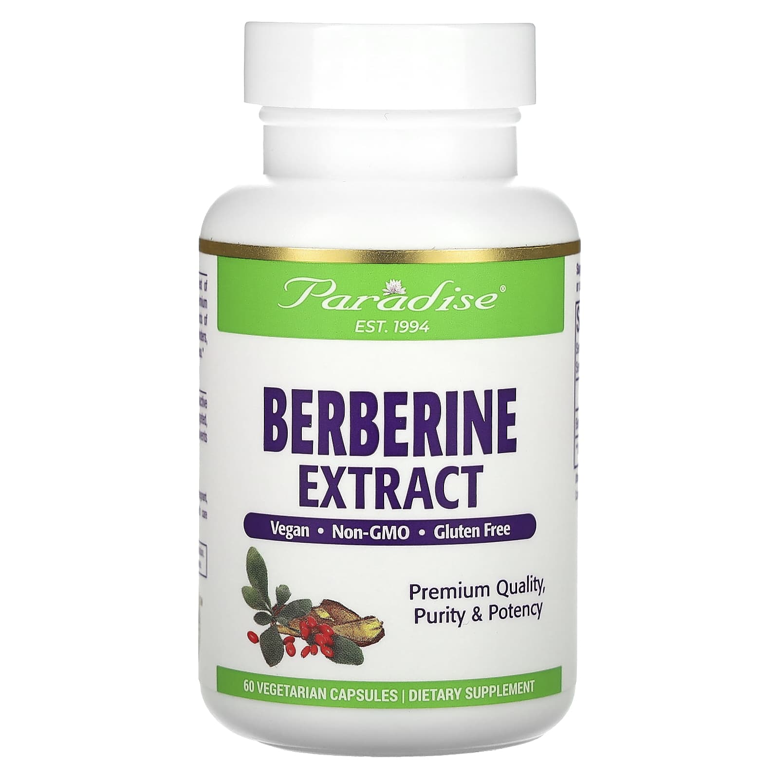 Paradise Herbs-Berberine Extract-60 Vegetarian Capsules