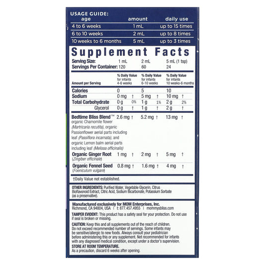 Mommy's Bliss, Night Time, Gripe Water, 1 Month+, 4 fl oz (120 ml)