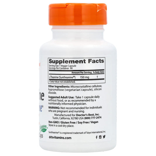 Doctor's Best, L-Theanine with Suntheanine, 150 mg, 90 Veggie Caps