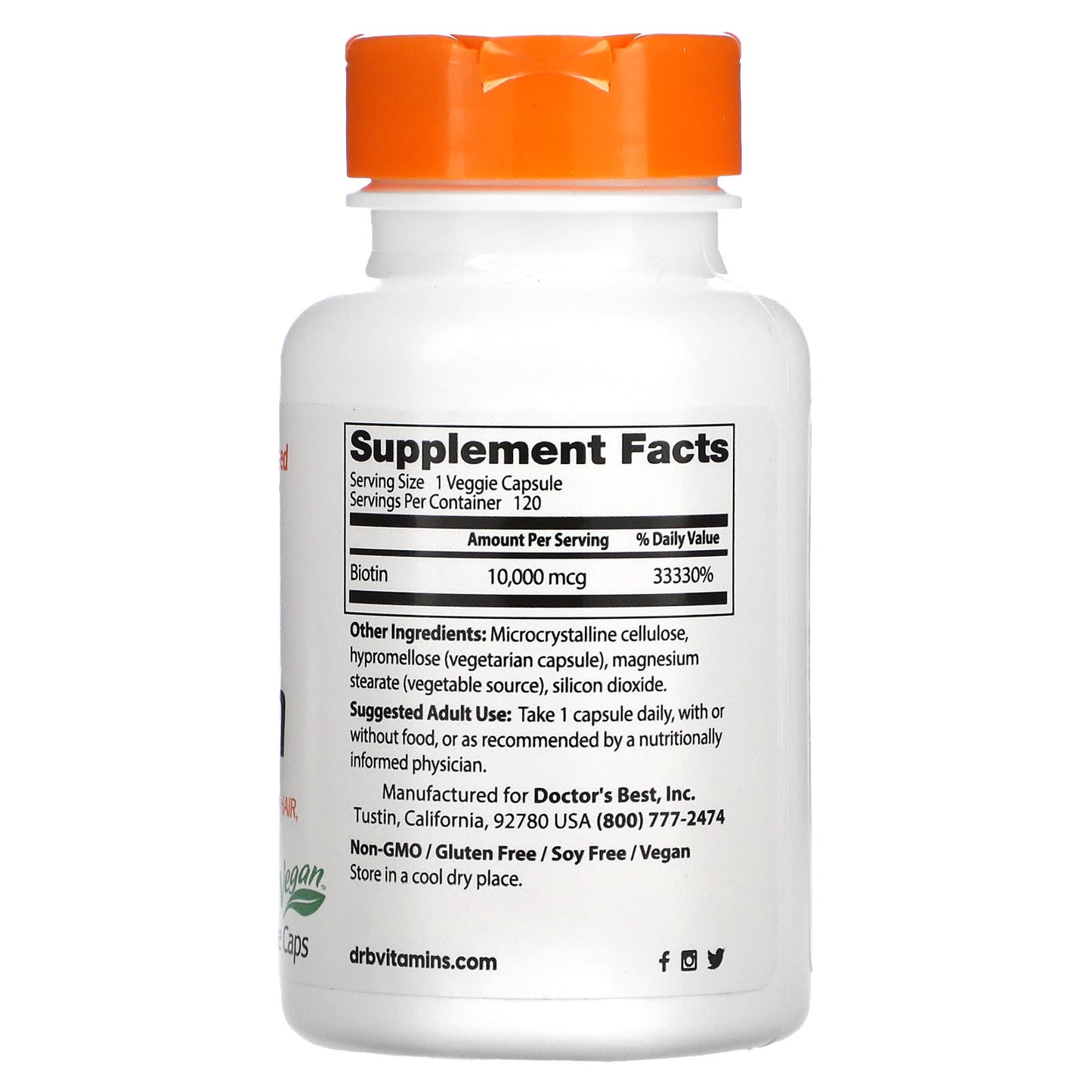 Doctor's Best, Biotin, 10,000 mcg, 120 Veggie Caps