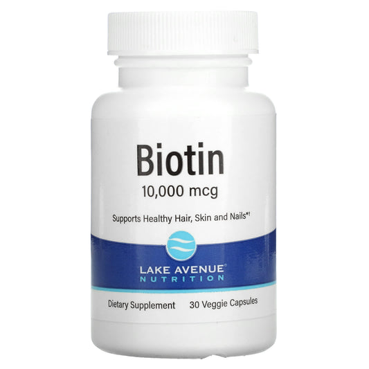 Lake Avenue Nutrition-Biotin-10,000 mcg-30 Veggie Capsules