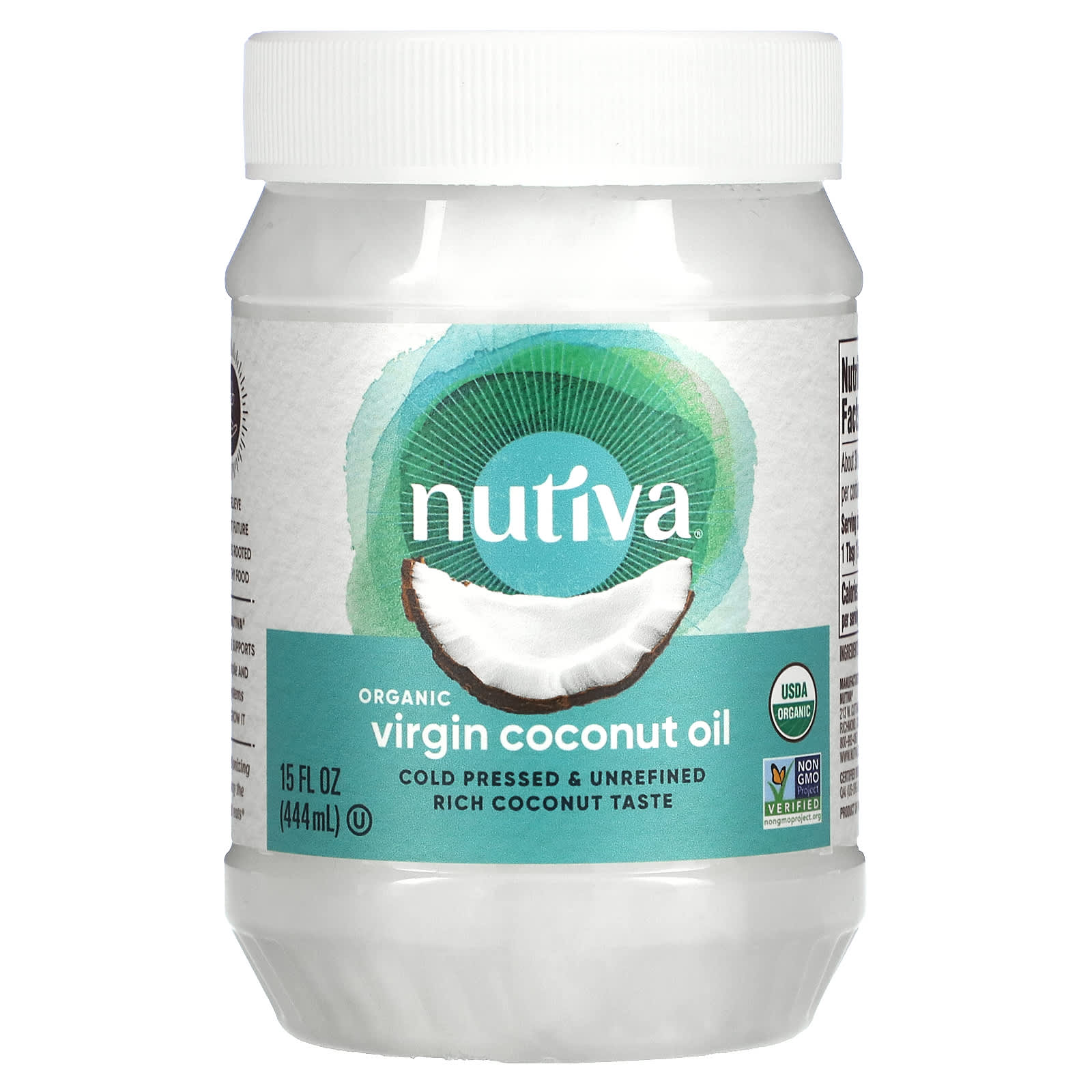 Nutiva-Organic Virgin Coconut Oil-15 fl oz (444 ml)