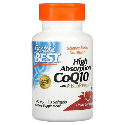 Doctor's Best-High Absorption CoQ10 with BioPerine-100 mg-60 Softgels
