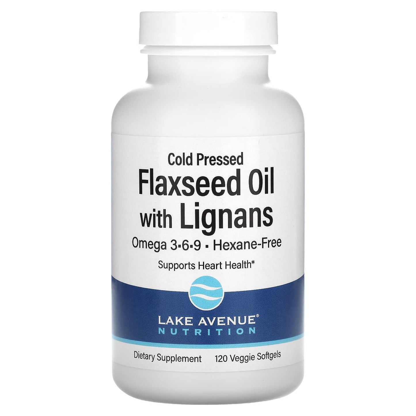 Lake Avenue Nutrition-Cold Pressed Flaxseed Oil with Lignans-120 Veggie Softgels