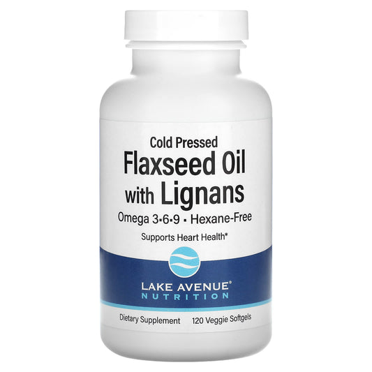 Lake Avenue Nutrition-Cold Pressed Flaxseed Oil with Lignans-120 Veggie Softgels