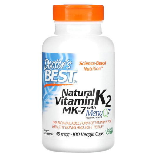 Doctor's Best-Natural Vitamin K2 MK-7 with MenaQ7-45 mcg-180 Veggie Caps