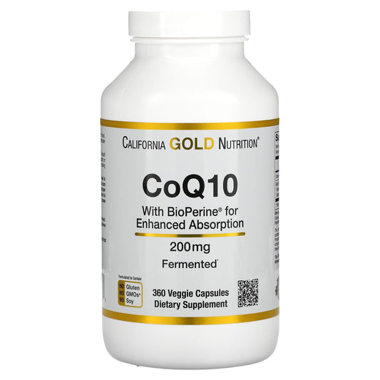 California Gold Nutrition-CoQ10 USP with Bioperine-200 mg-360 Veggie Capsules