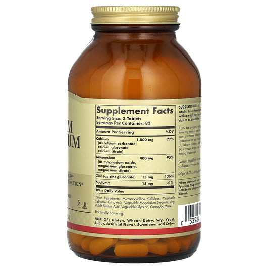 Solgar, Calcium Magnesium Plus Zinc, 250 Tablets