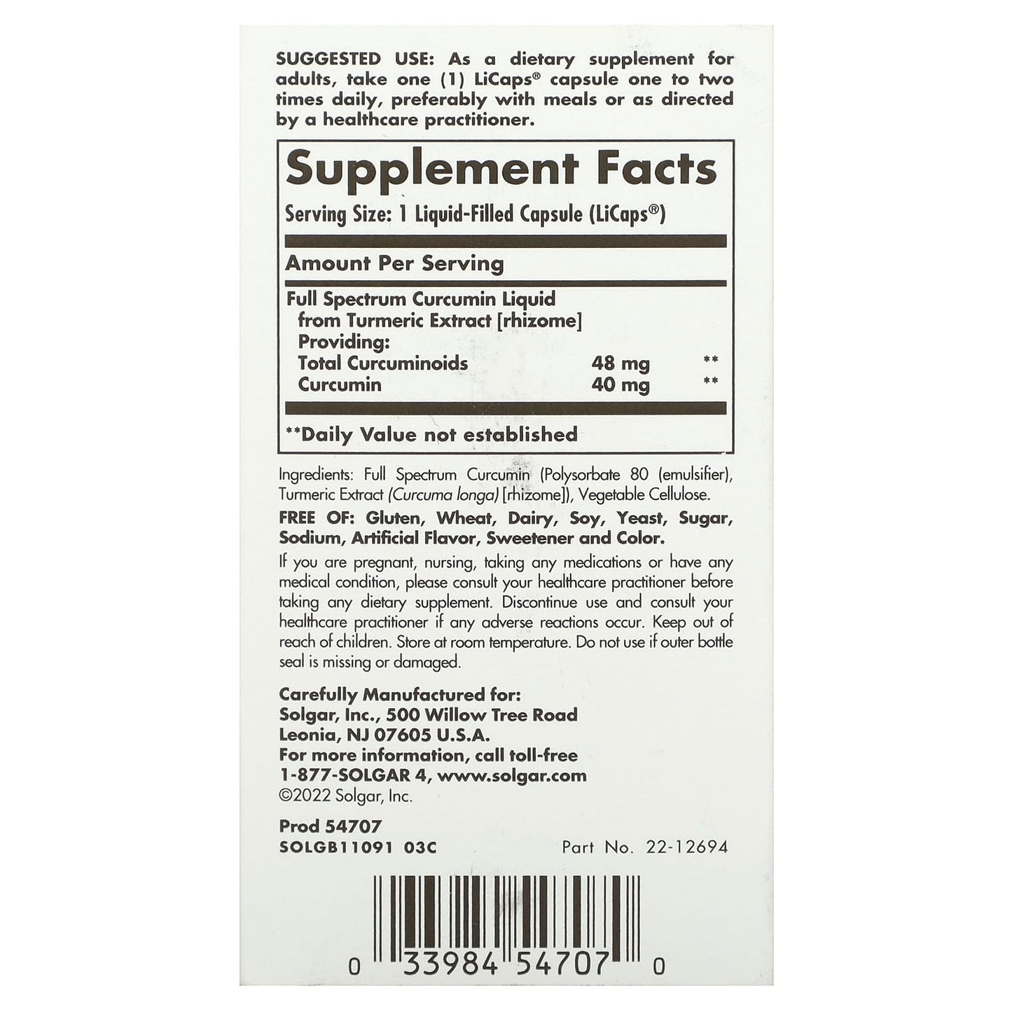 Solgar, Full Spectrum Curcumin, 60 Licaps