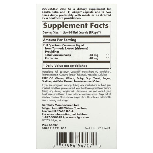 Solgar, Full Spectrum Curcumin, 60 Licaps