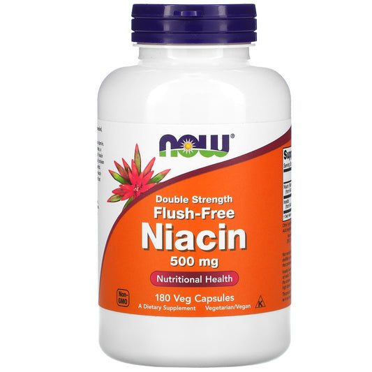 NOW Foods-Niacin-Flush-Free-Double Strength-500 mg-180 Veg Capsules