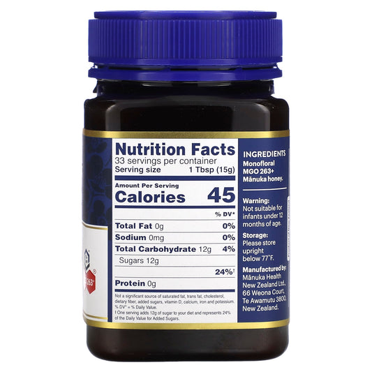 Manuka Health, Manuka Honey, MGO 263+, 1.1 lb (500 g)