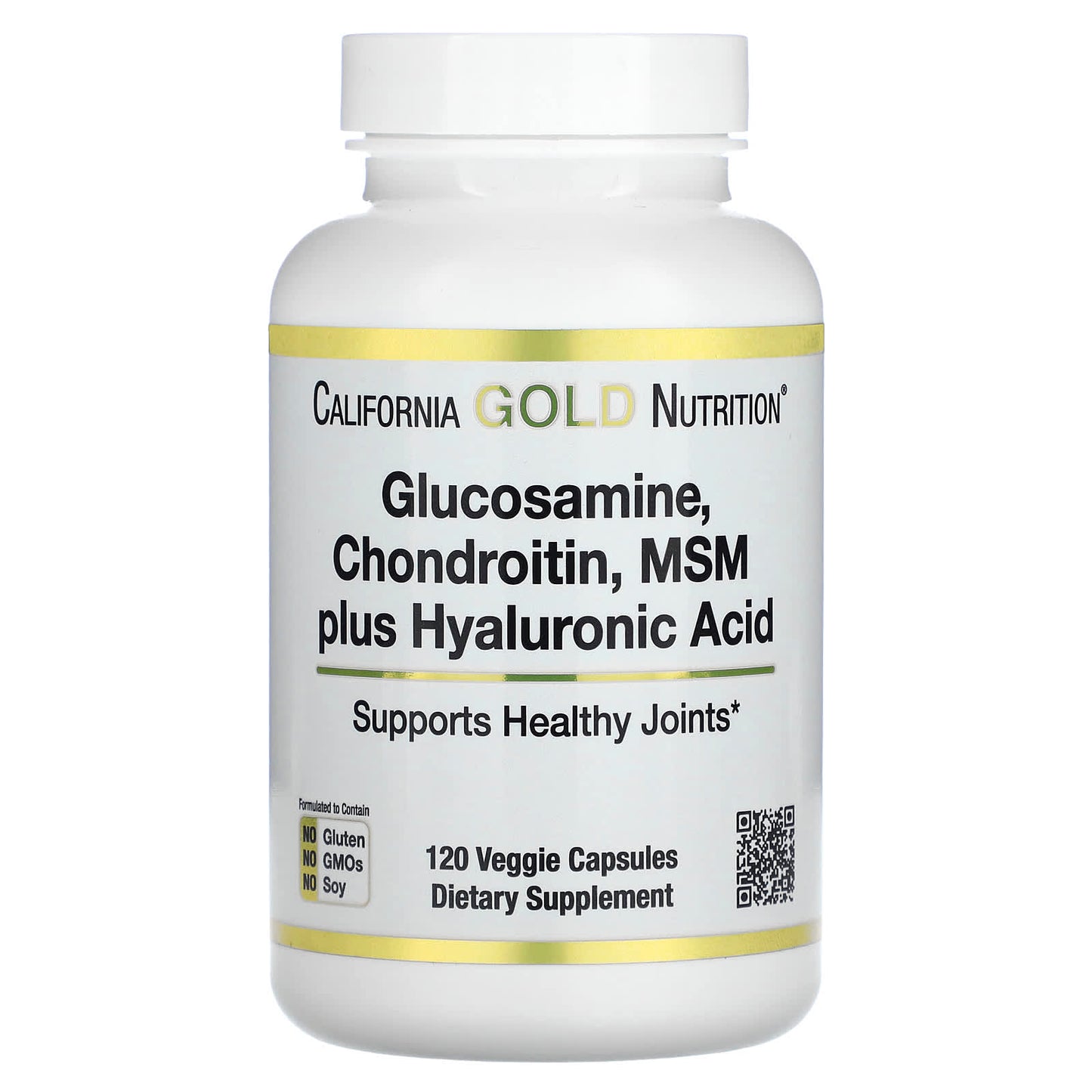 California Gold Nutrition-Glucosamine-Chondroitin-MSM Plus Hyaluronic Acid-120 Veggie Caps