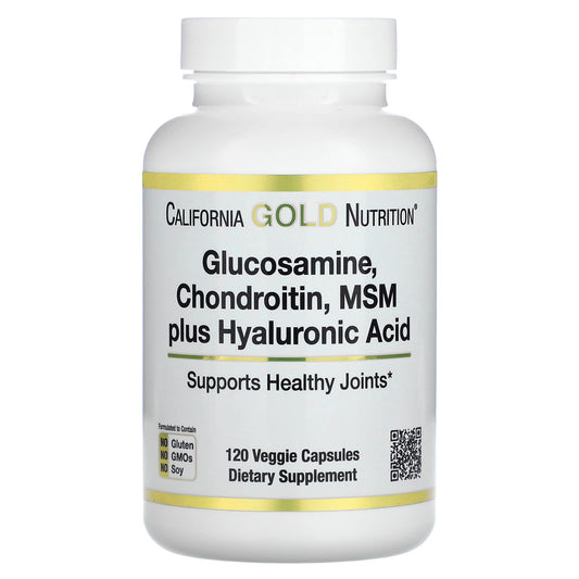 California Gold Nutrition-Glucosamine-Chondroitin-MSM Plus Hyaluronic Acid-120 Veggie Caps