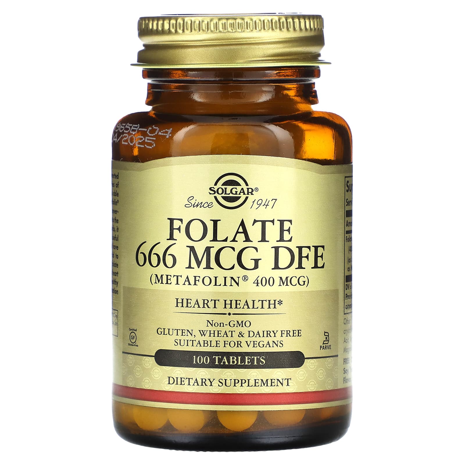 Solgar-Folate-666 mcg-100 Tablets (666 mcg DFE per Tablet)