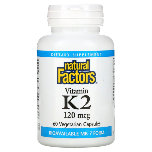 Natural Factors-Vitamin K2-120 mcg-60 Vegetarian Capsules