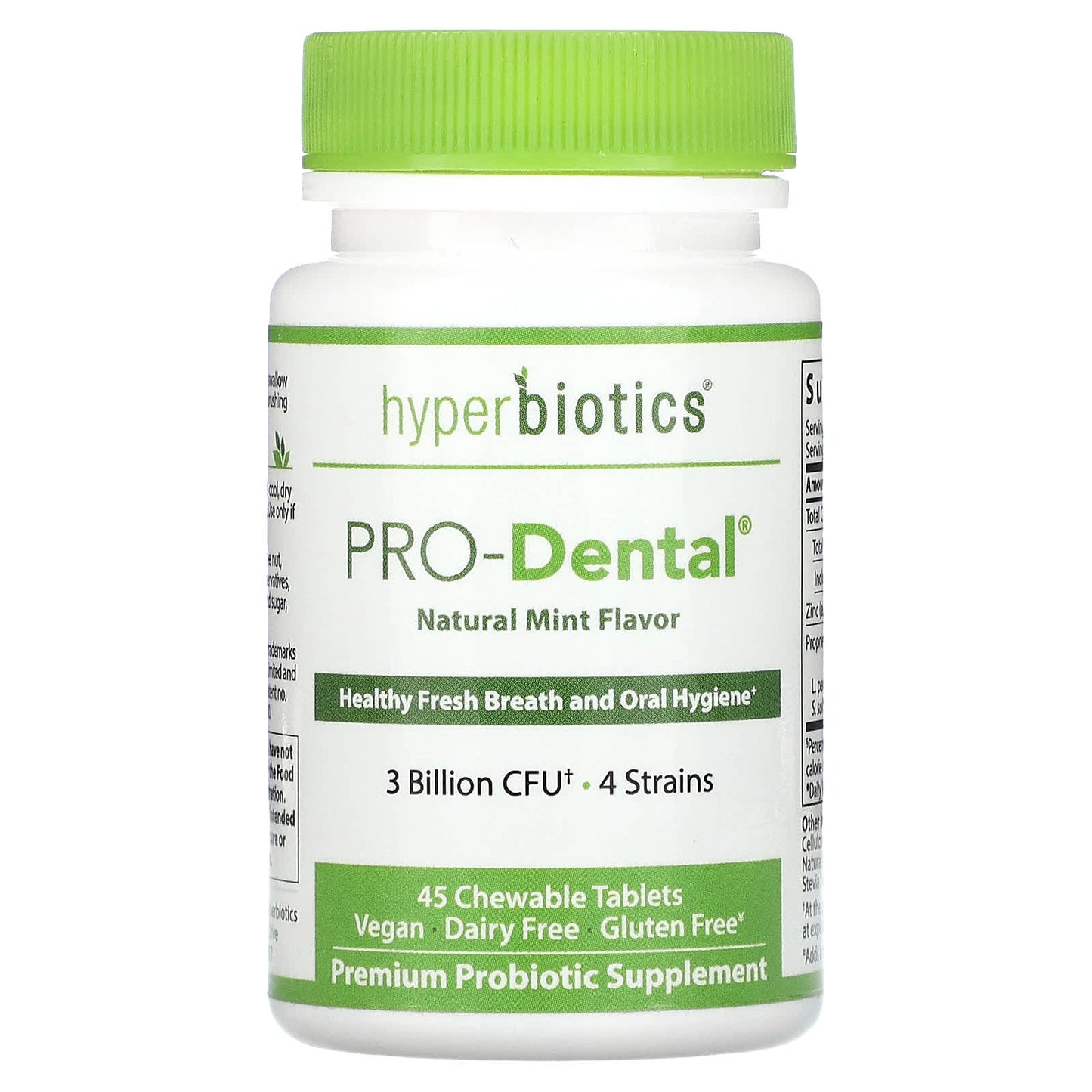 Hyperbiotics-PRO-Dental-Natural Mint-3 Billion CFU-45 Chewable Tablets