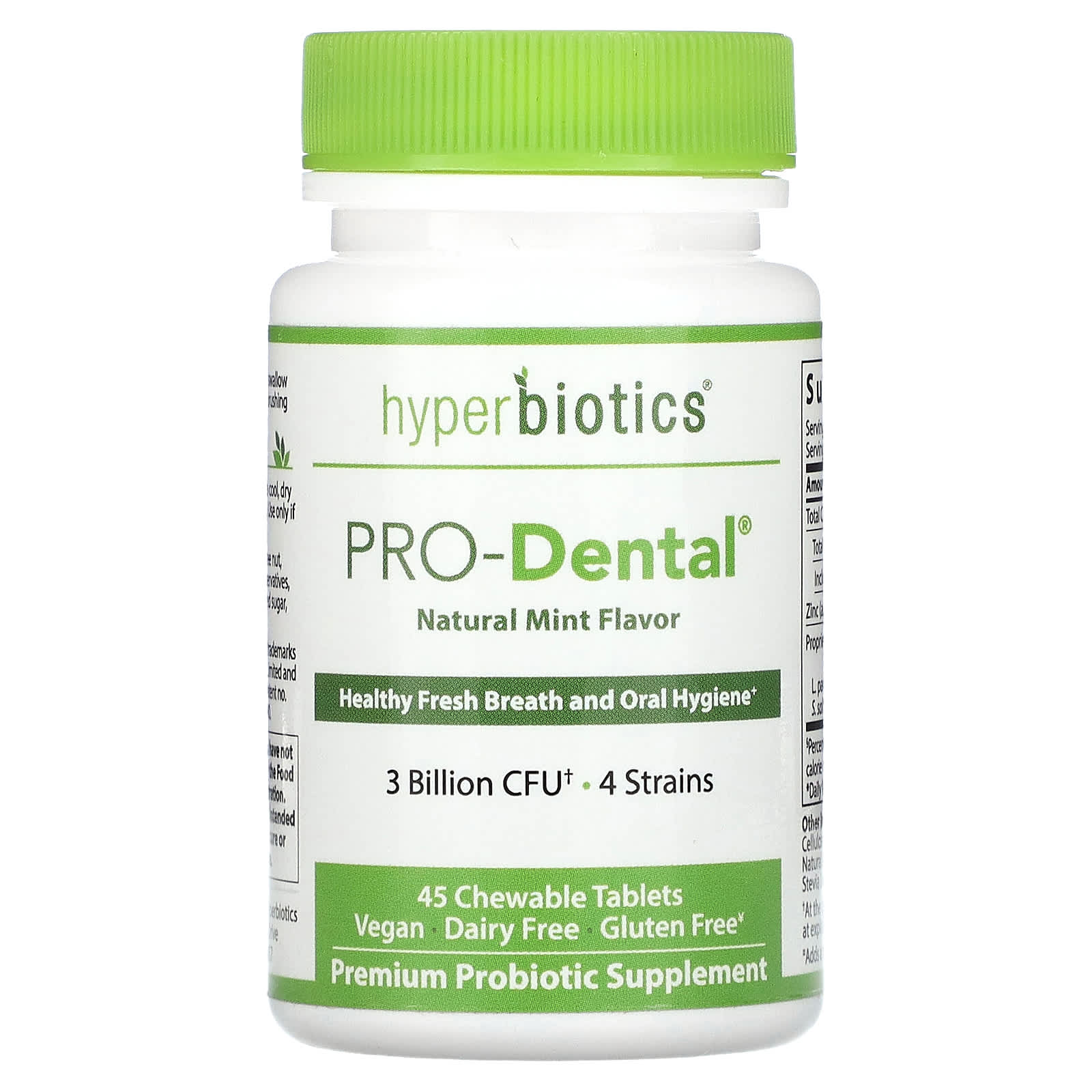 Hyperbiotics-PRO-Dental-Natural Mint-3 Billion CFU-45 Chewable Tablets