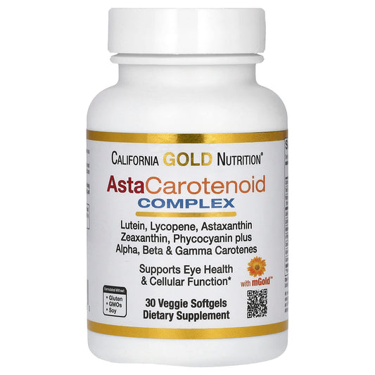 California Gold Nutrition-AstaCarotenoid Complex-Lutein-Lycopene-and Astaxanthin Complex-30 Veggie Softgels
