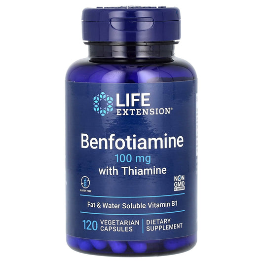 Life Extension-Benfotiamine with Thiamine-100 mg-120 Vegetarian Capsules