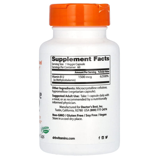Doctor's Best, Fully Active B12, 1,500 mcg, 60 Veggie Caps