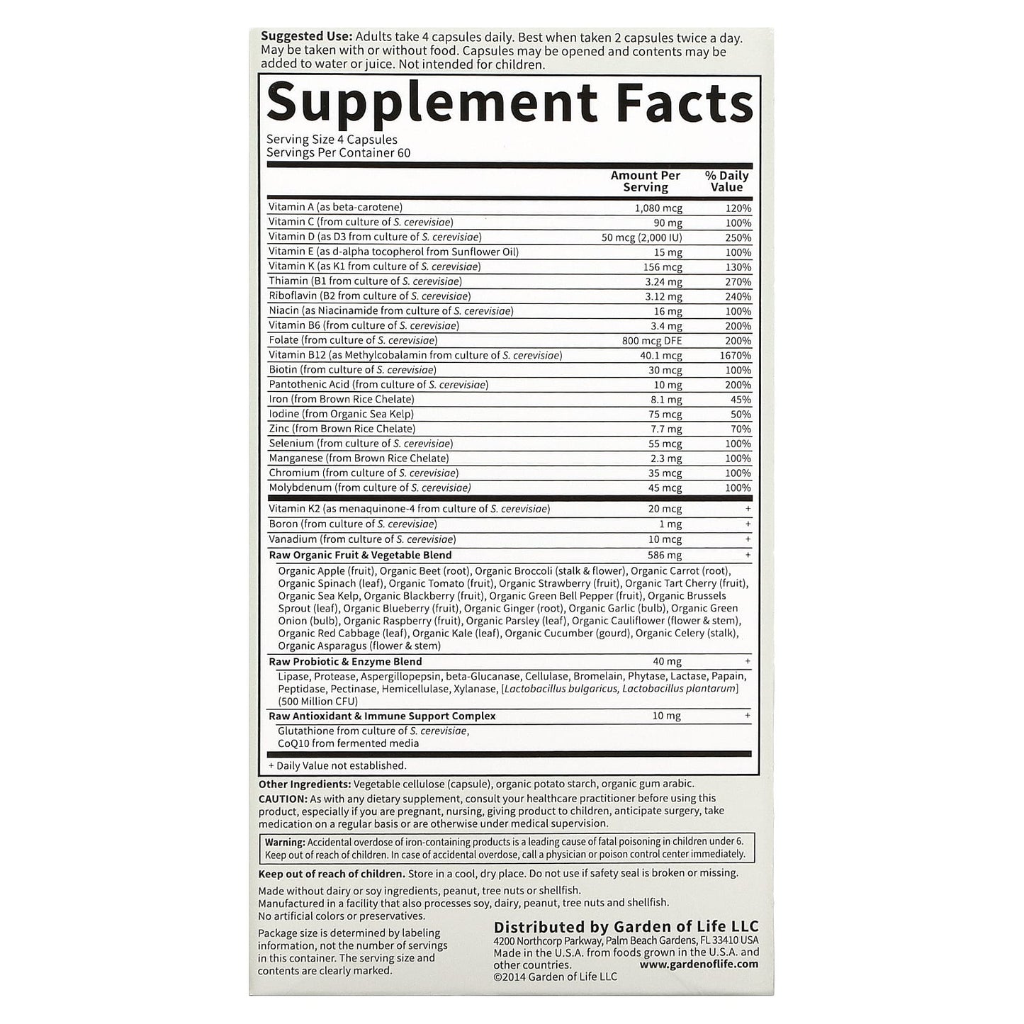 Garden of Life, Vitamin Code, Whole Food Multivitamin for Women, 240 Vegetarian Capsules