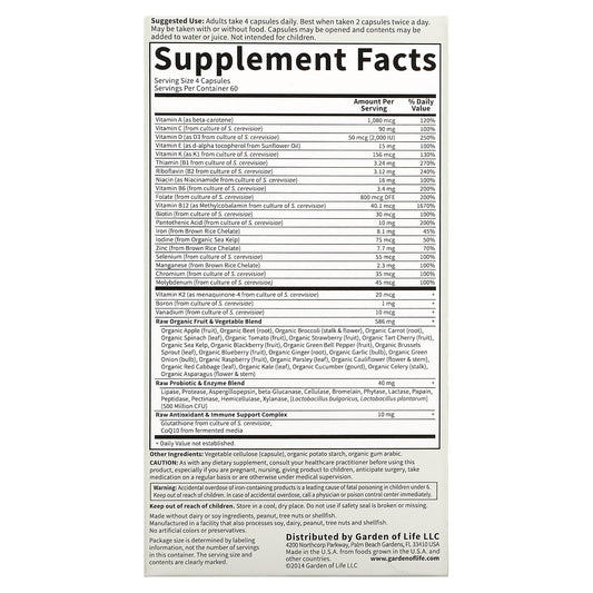 Garden of Life, Vitamin Code, Whole Food Multivitamin for Women, 240 Vegetarian Capsules