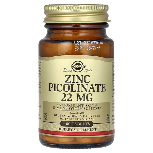 Solgar-Zinc Picolinate-22 mg-100 Tablets