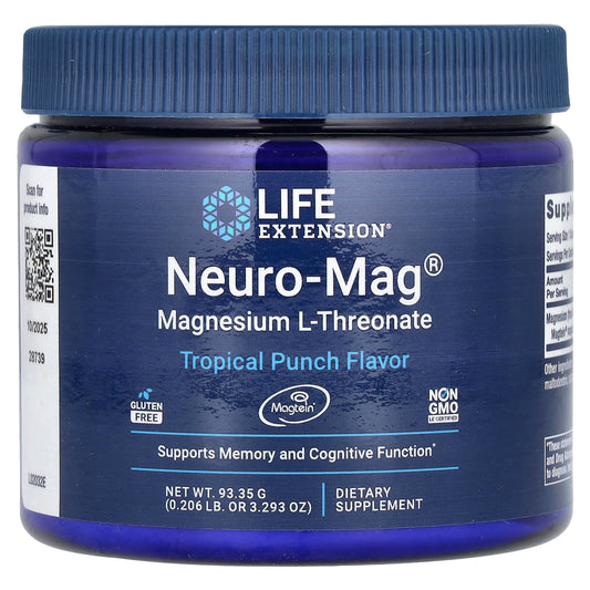 Life Extension-Neuro-Mag Magnesium L-Threonate-Tropical Punch -3.293 oz (93.35 g)